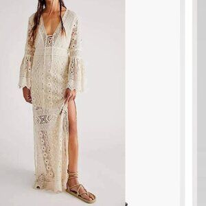 Free People Jen's Pirate Booty Chaouen Crotched Maxi Dress Ivory S